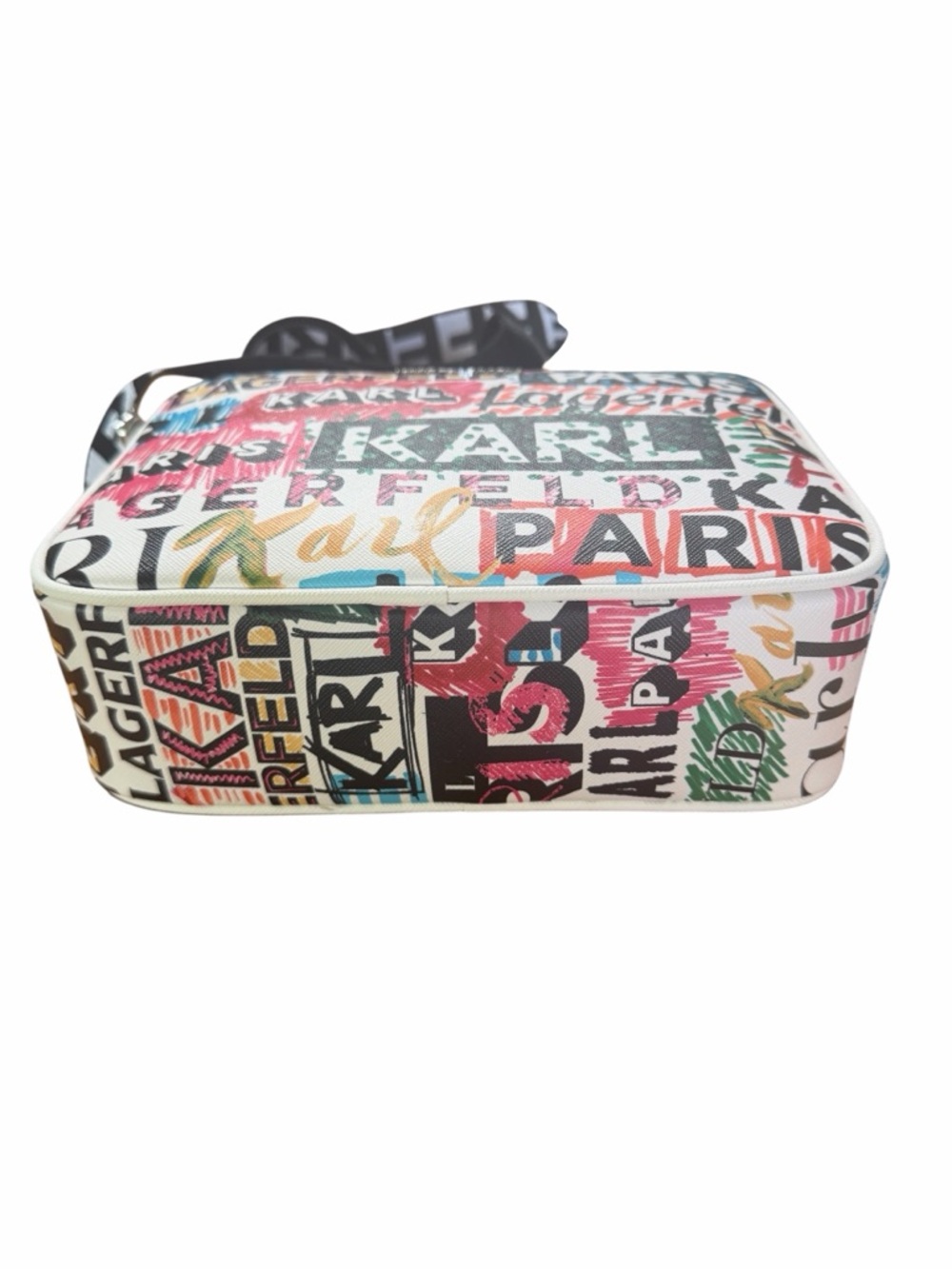 Karl Lagerfeld Maybelle Camera Bag Black White 3D Raised Logo Crossbody - Picture 4 of 6